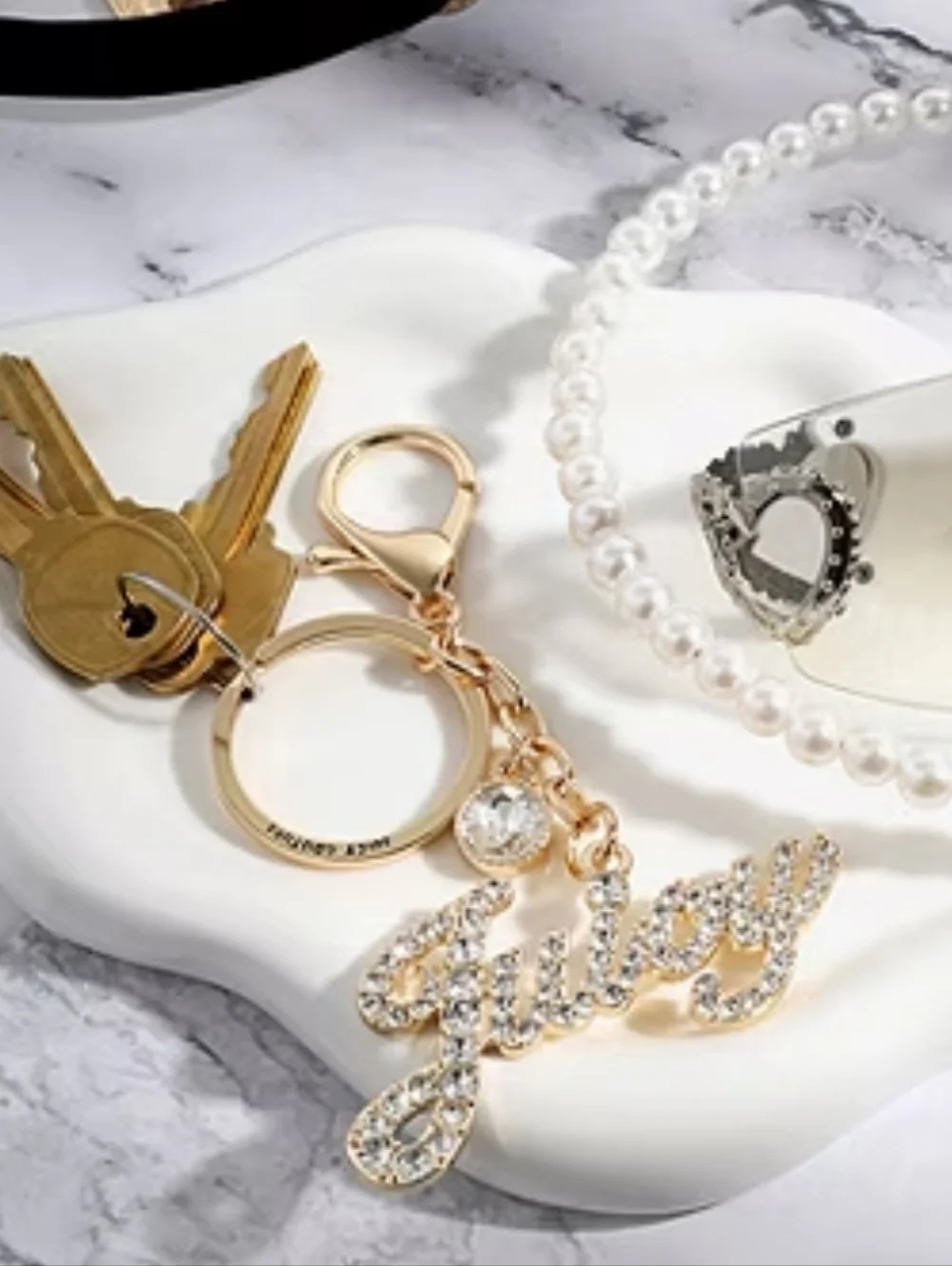 Juicy Couture Pink and Gold Logo Script Key & Card Holder Keychain - Picture 4 of 9